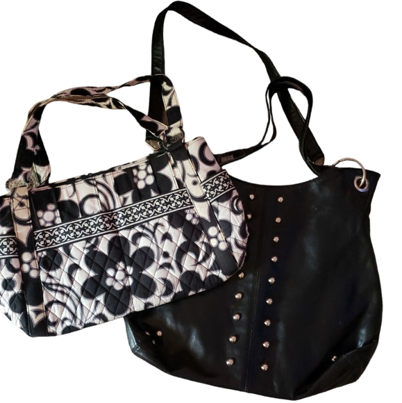 2 Black/ White Handbags - Picture 1 of 4